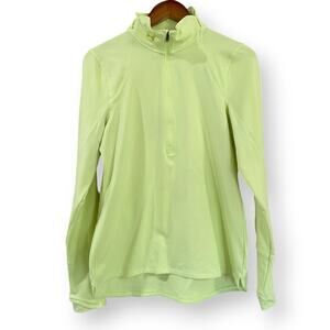 Under Armour Women’s L Neon Yellow Cold Gear Fitted Mock Neck 1/4 Zip Running